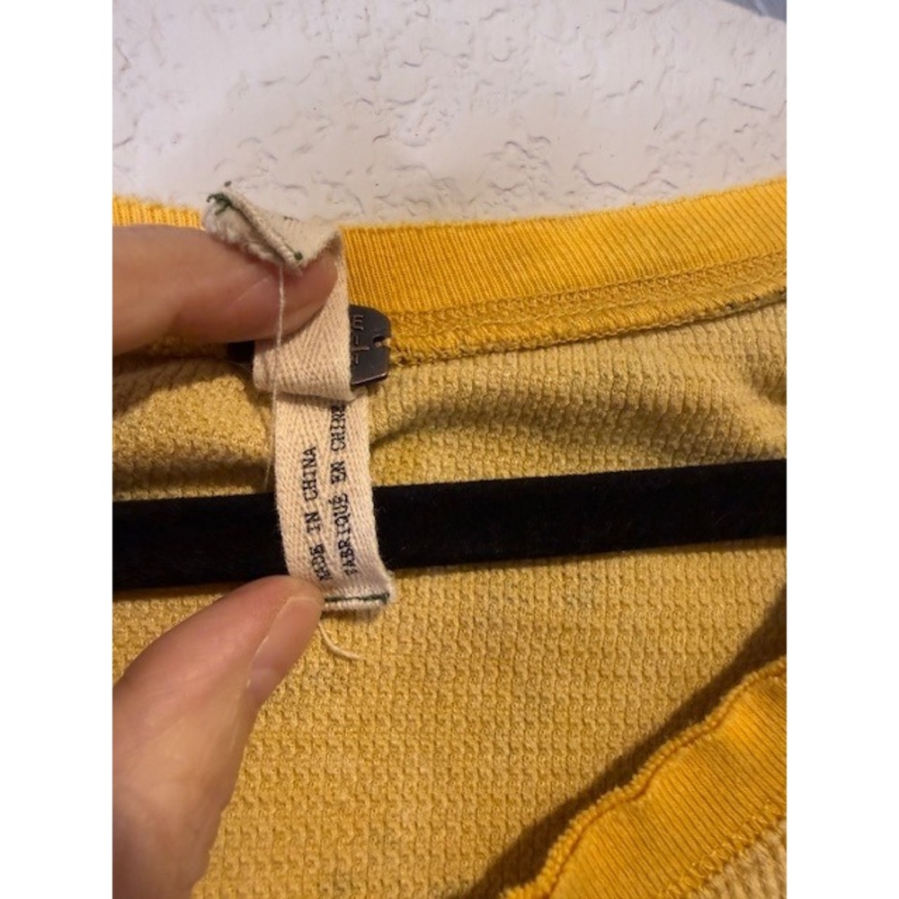 WE THE FREE Free People Yellow Floral Waffle Knit Long Sleeve Top M - Picture 4 of 9